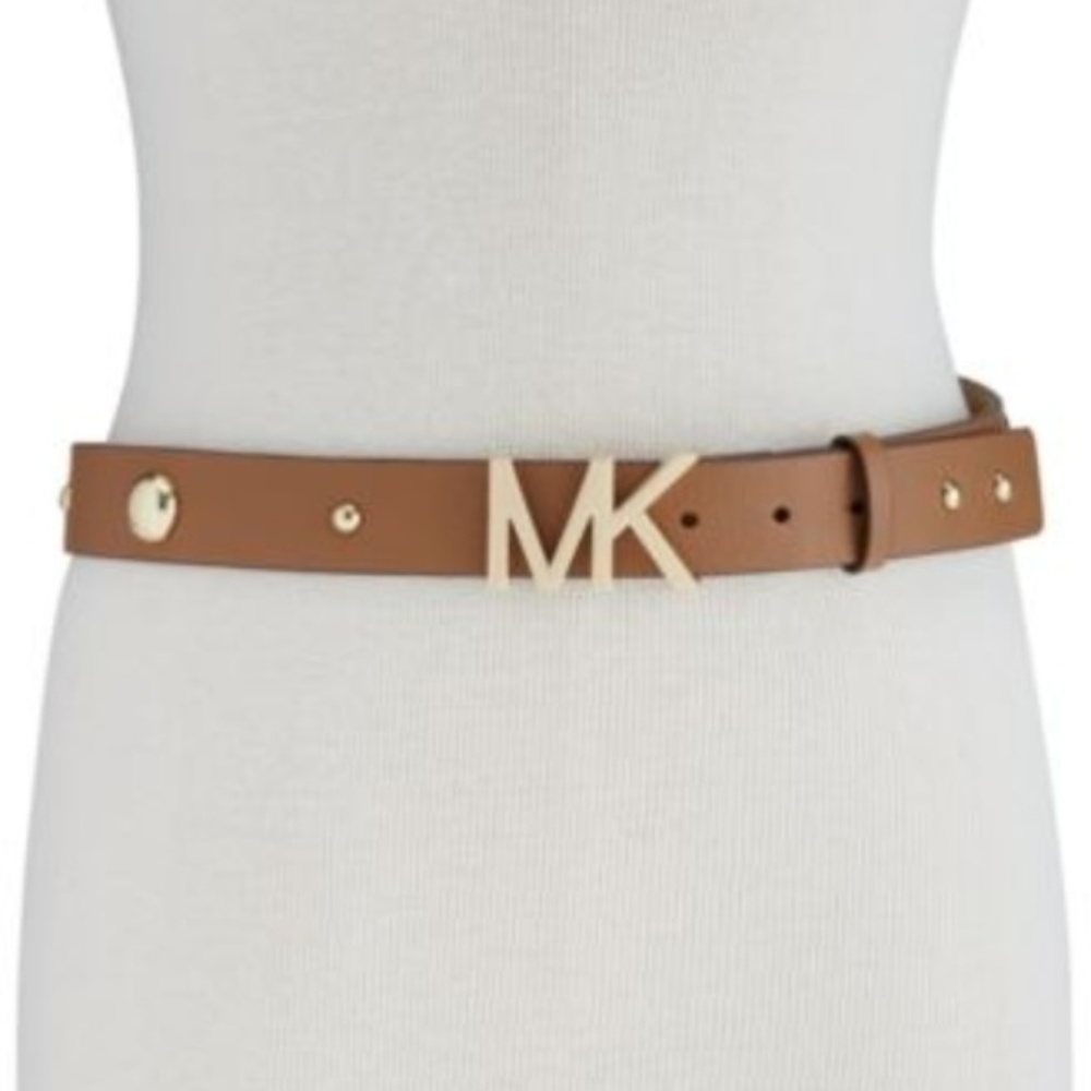 Michael Kors Studded Pebble Leather Belt